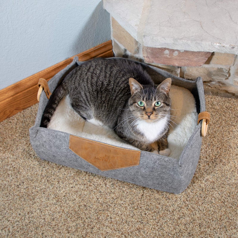 Kitty City Felt Round Bed, Warm and Cozy cat Bed, Gray - Image 3